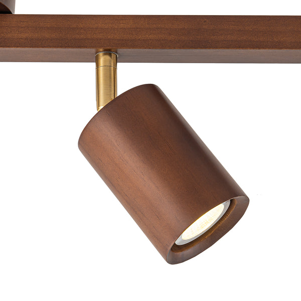 Farmhouse 4-Light Adjustable Walnut Wood Linear Ceiling Tracking Light