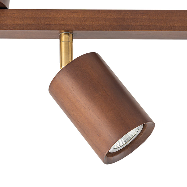 Farmhouse 4-Light Adjustable Walnut Wood Linear Ceiling Tracking Light