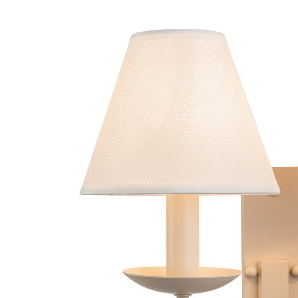 French Cream 2-Light Tapered Linen Fabric Shade Wall Sconce