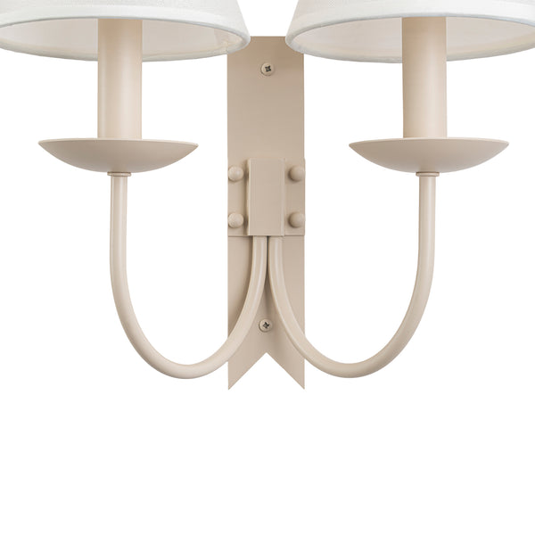 French Cream 2-Light Tapered Linen Fabric Shade Wall Sconce