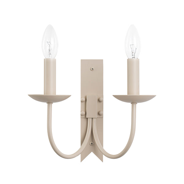 French Cream 2-Light Tapered Linen Fabric Shade Wall Sconce