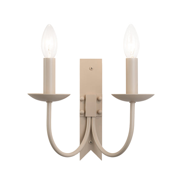 French Cream 2-Light Tapered Linen Fabric Shade Wall Sconce