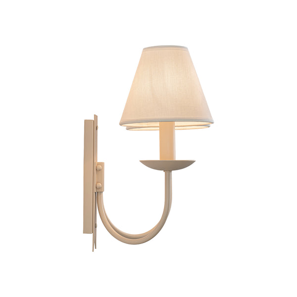 French Cream 2-Light Tapered Linen Fabric Shade Wall Sconce