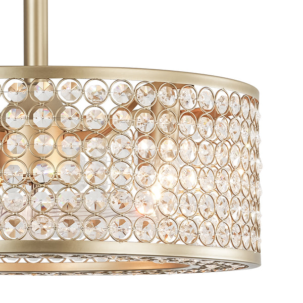 Luxury 4-Light Crystal Cage Drum Fan Ceiling Light