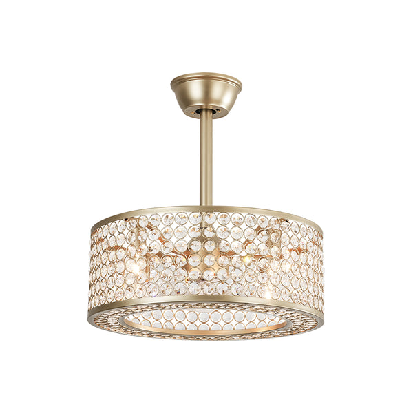 Luxury 4-Light Crystal Cage Drum Fan Ceiling Light