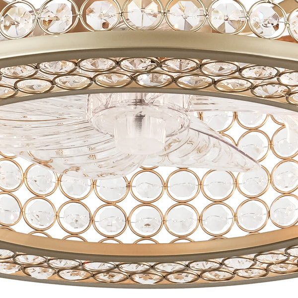 Luxury 4-Light Crystal Cage Drum Fan Ceiling Light