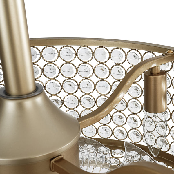 Luxury 4-Light Crystal Cage Drum Fan Ceiling Light