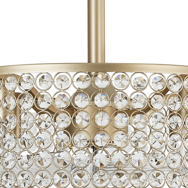 Luxury 4-Light Crystal Cage Drum Fan Ceiling Light