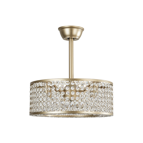 Luxury 4-Light Crystal Cage Drum Fan Ceiling Light