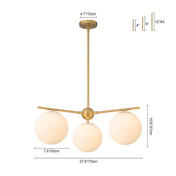 Mid-Century Modern 3/6-Light Milky White Glass Globe Sputnik Chandelier