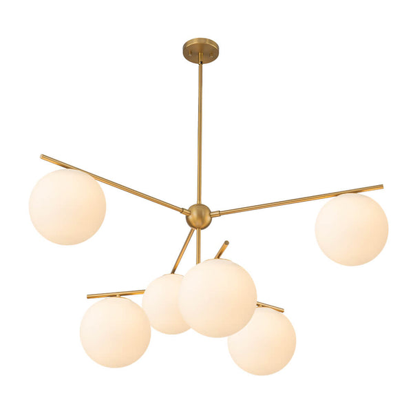 Mid-Century Modern 3/6-Light Milky White Glass Globe Sputnik Chandelier