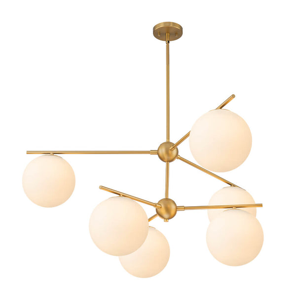Mid-Century Modern 3/6-Light Milky White Glass Globe Sputnik Chandelier