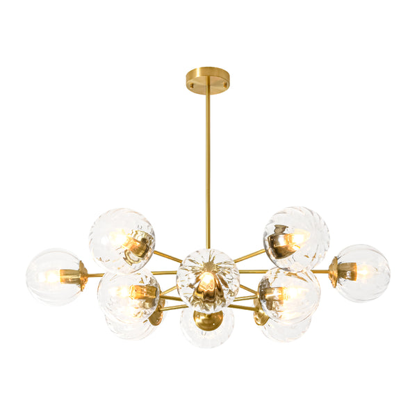 Mid-Century Modern 12-flammiger 2-stufiger Sputnik-Glaskugel-Kronleuchter