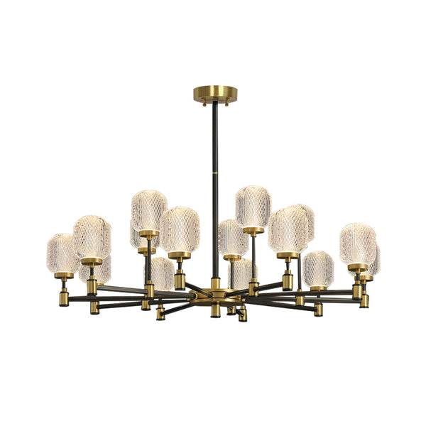 Mid-Century Modern 15-flammiger Kristallglas-Kronleuchter