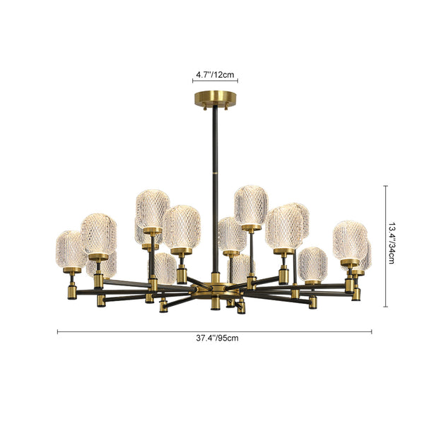 Mid-Century Modern 15-flammiger Kristallglas-Kronleuchter