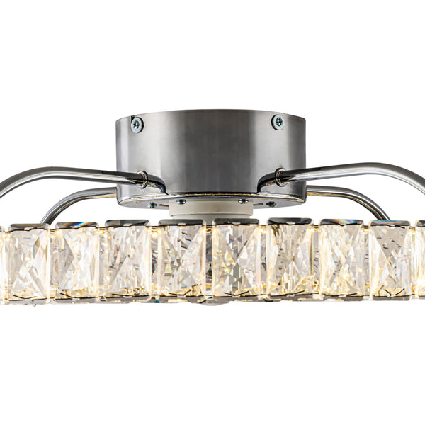 Minimalist Dimmable LED 2-In-1 Ring Flush Mount Crystal Fan Ceiling Light