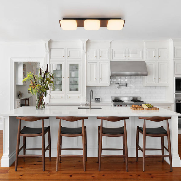 Minimalist Wood Style 3-Light Linear Dimmable LED Ceiling Light