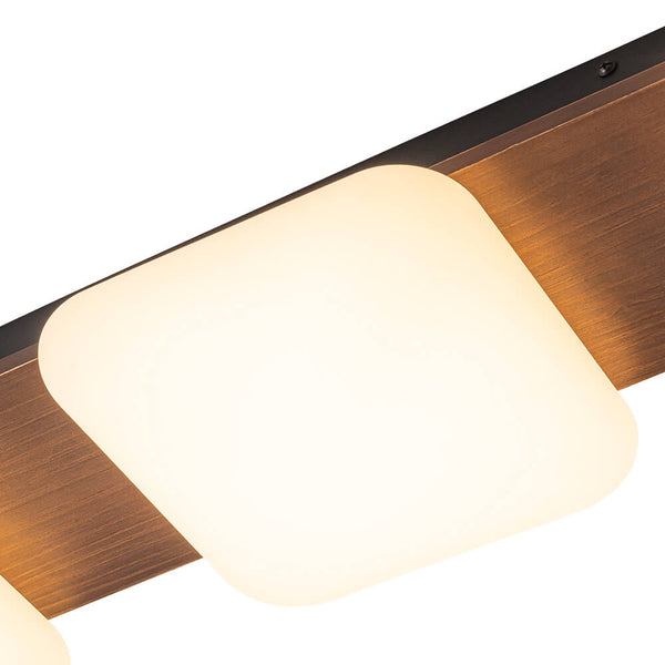 Minimalist Wood Style 3-Light Linear Dimmable LED Ceiling Light