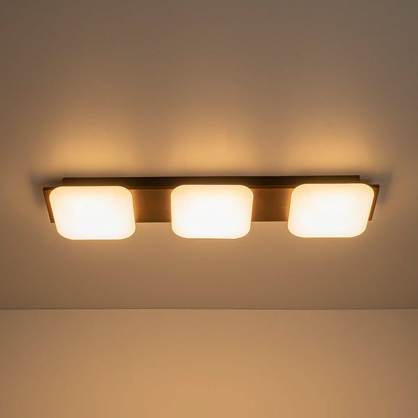 Minimalist Wood Style 3-Light Linear Dimmable LED Ceiling Light