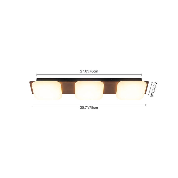 Minimalist Wood Style 3-Light Linear Dimmable LED Ceiling Light