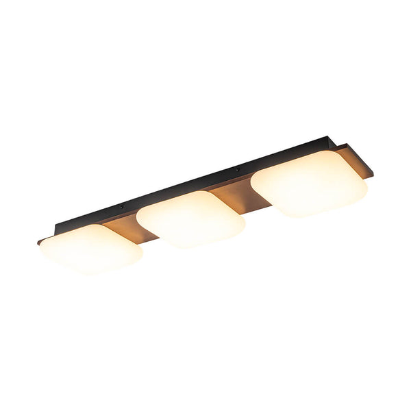 Minimalist Wood Style 3-Light Linear Dimmable LED Ceiling Light