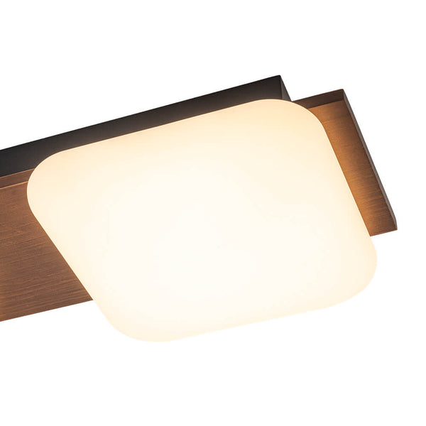 Minimalist Wood Style 3-Light Linear Dimmable LED Ceiling Light