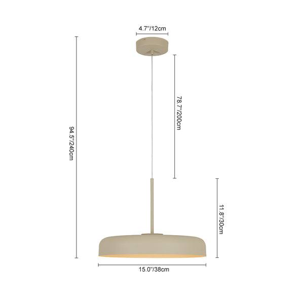 Suspension LED minimaliste 1 lumière orientée vers le bas, en forme de soucoupe peu profonde