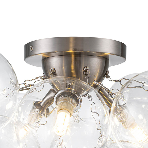 Modern Cluster Glass Bubble Semi Flush Mount Ceiling Chandelier