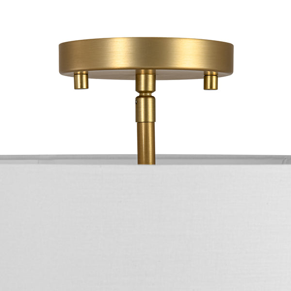 Modern Double Layer Concentric Linen Fabric Round Semi Flush Mount