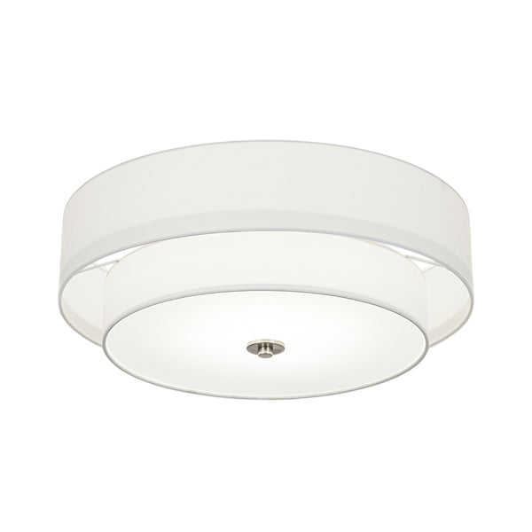 Modern Double Layer Concentric Linen Fabric Round Semi Flush Mount