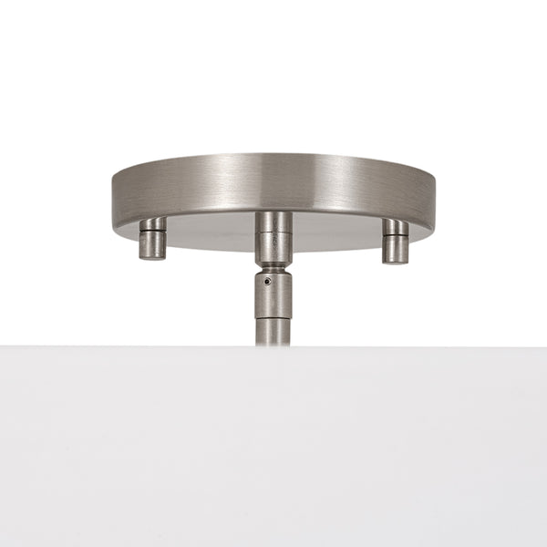 Modern Double Layer Concentric Linen Fabric Round Semi Flush Mount