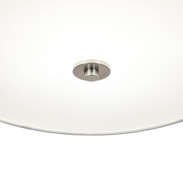 Modern Double Layer Concentric Linen Fabric Round Semi Flush Mount
