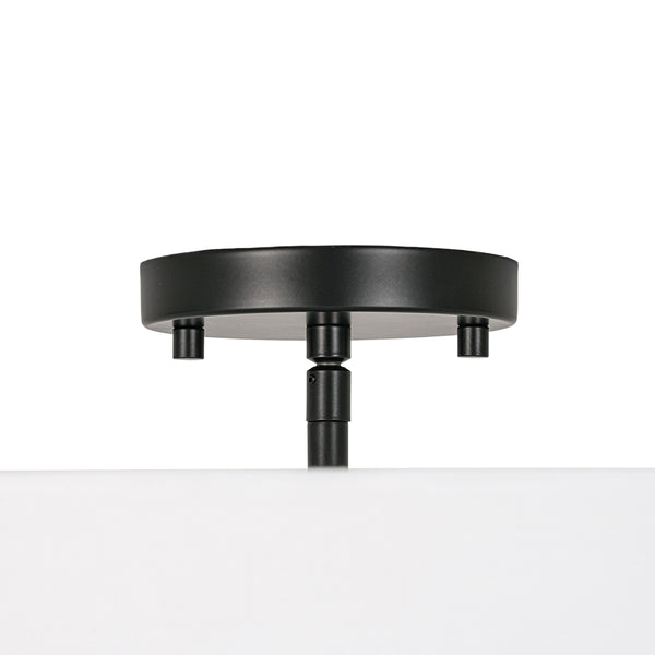 Modern Double Layer Concentric Linen Fabric Round Semi Flush Mount