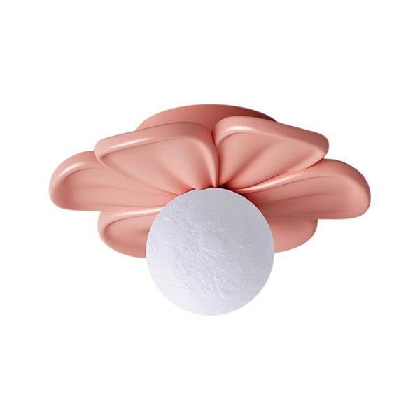 Moderne Macaron Pastell Texturierte Blumen Mond Blütenblatt Bündige Deckenlampe Für Kinder