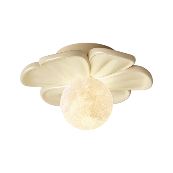 Moderne Macaron Pastell Texturierte Blumen Mond Blütenblatt Bündige Deckenlampe Für Kinder