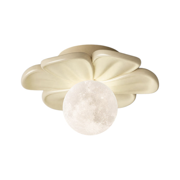 Moderne Macaron Pastell Texturierte Blumen Mond Blütenblatt Bündige Deckenlampe Für Kinder