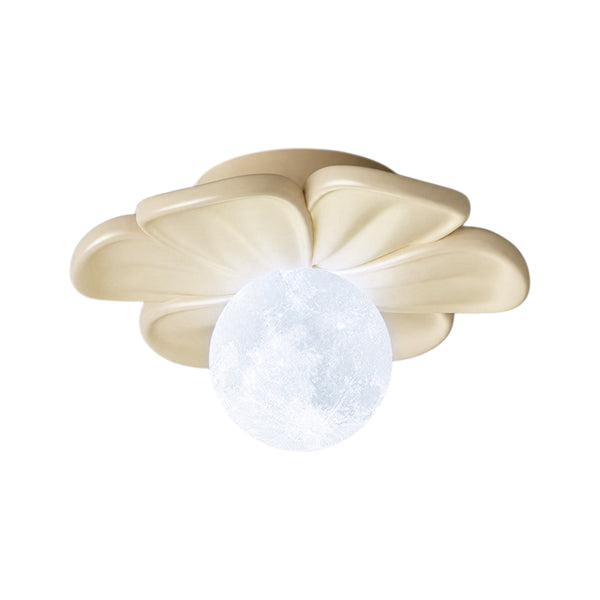 Moderne Macaron Pastell Texturierte Blumen Mond Blütenblatt Bündige Deckenlampe Für Kinder