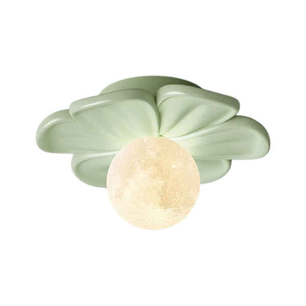 Moderne Macaron Pastell Texturierte Blumen Mond Blütenblatt Bündige Deckenlampe Für Kinder