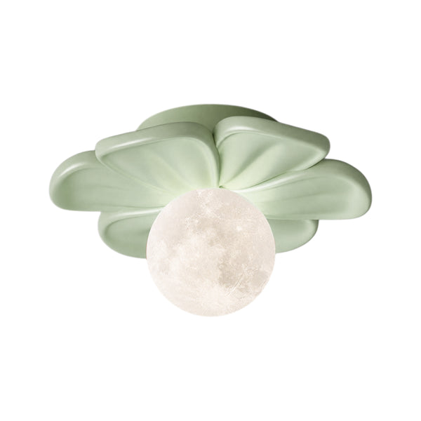 Moderne Macaron Pastell Texturierte Blumen Mond Blütenblatt Bündige Deckenlampe Für Kinder