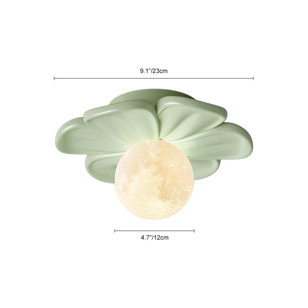 Moderne Macaron Pastell Texturierte Blumen Mond Blütenblatt Bündige Deckenlampe Für Kinder