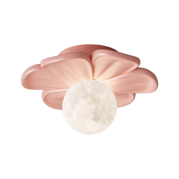 Moderne Macaron Pastell Texturierte Blumen Mond Blütenblatt Bündige Deckenlampe Für Kinder
