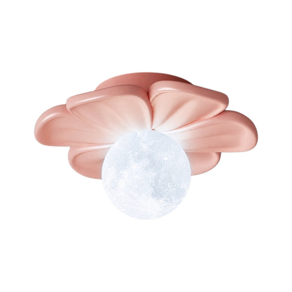 Moderne Macaron Pastell Texturierte Blumen Mond Blütenblatt Bündige Deckenlampe Für Kinder