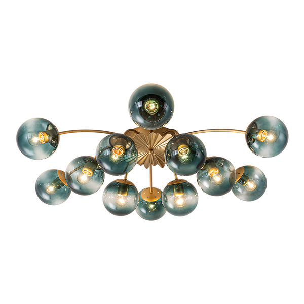 Modern 12-Light Opal Glass Globe Chandelier