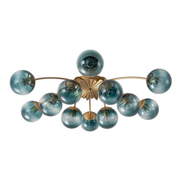Modern 12-Light Opal Glass Globe Chandelier