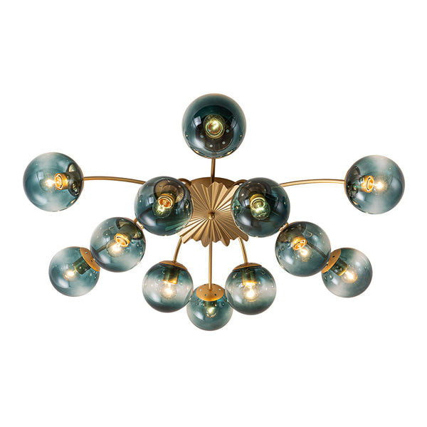 Modern 12-Light Opal Glass Globe Chandelier