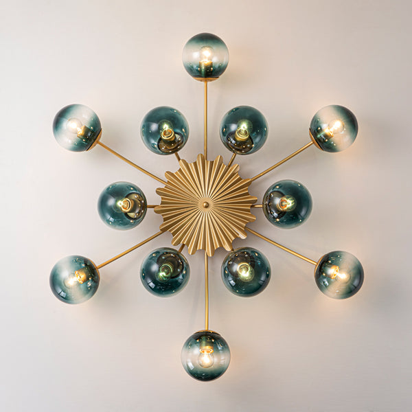 Modern 12-Light Opal Glass Globe Chandelier