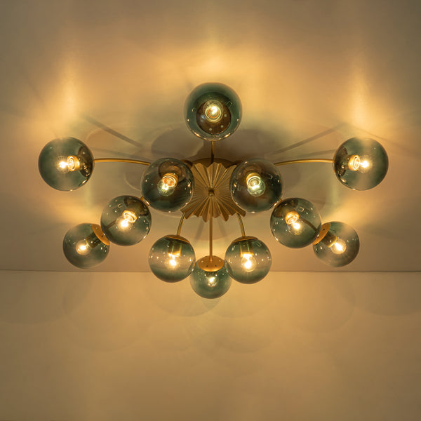 Modern 12-Light Opal Glass Globe Chandelier