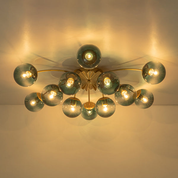 Modern 12-Light Opal Glass Globe Chandelier