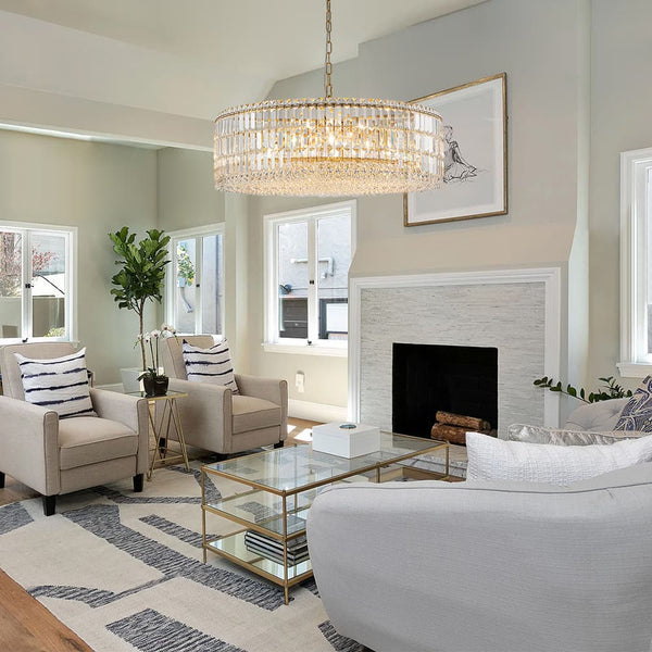 Moderner, runder Kronleuchter aus Glas und Kristall mit 8 Lichtern