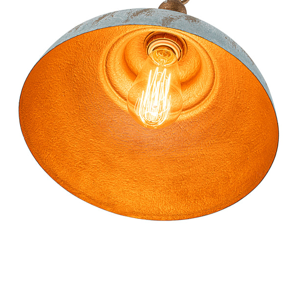 Rustic Aged Patina Iron Peacock Blue Dome Pendant Light